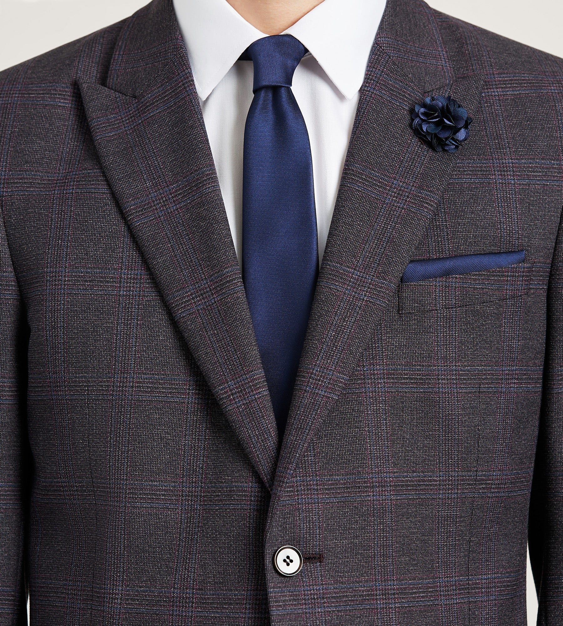 Slim Fit Burgundy Plaid Suit