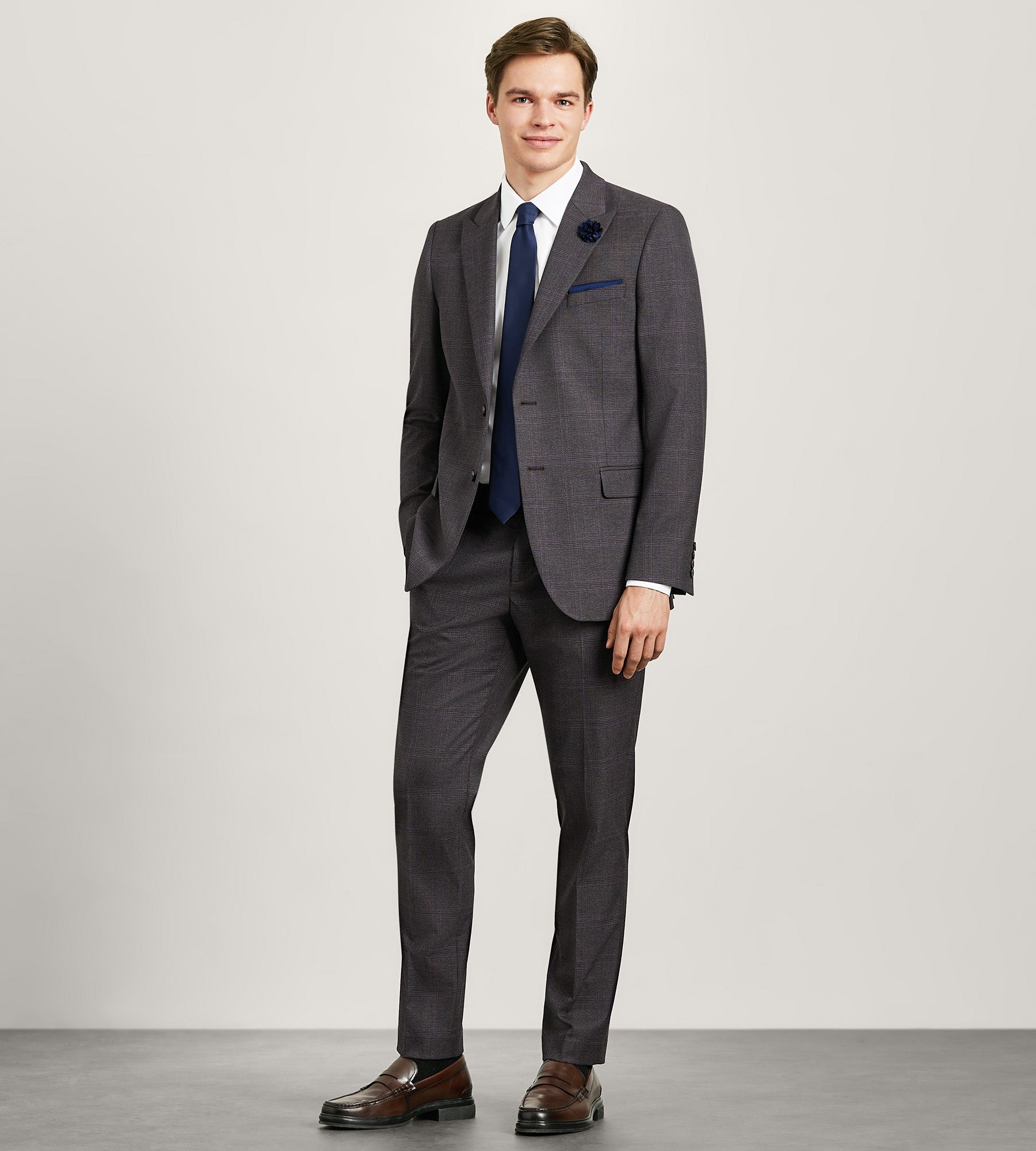 Slim Fit Burgundy Plaid Suit