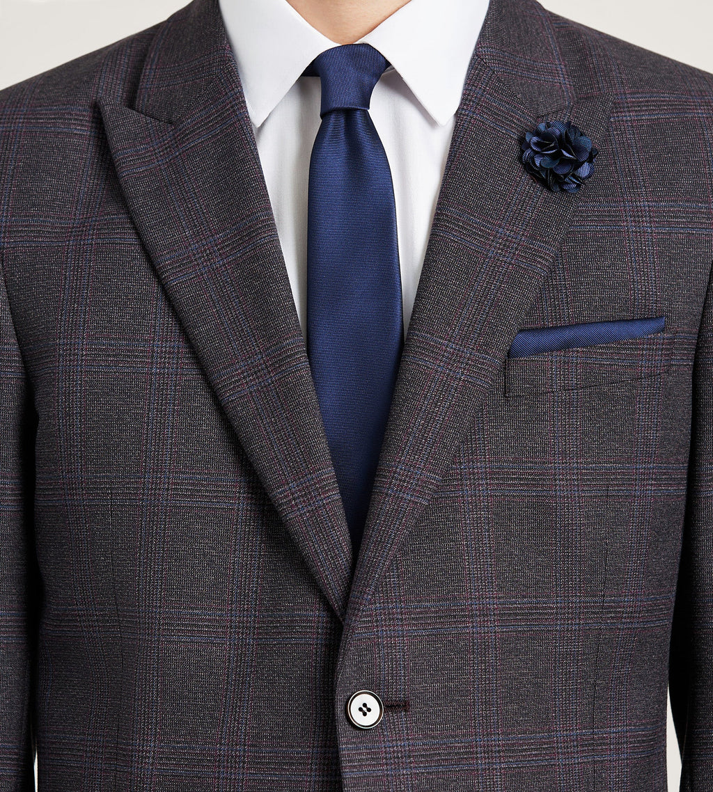 Modern Fit Burgundy Plaid Suit