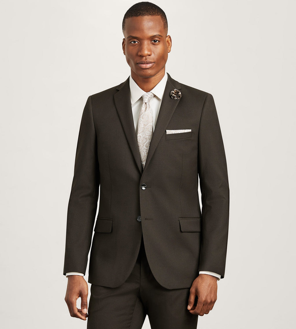 Modern Fit Dark Brown Solid Suit