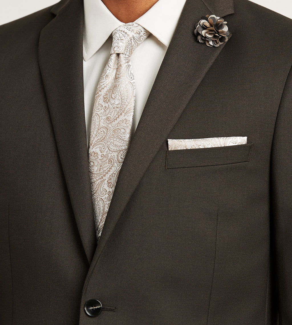 Modern Fit Dark Brown Solid Suit