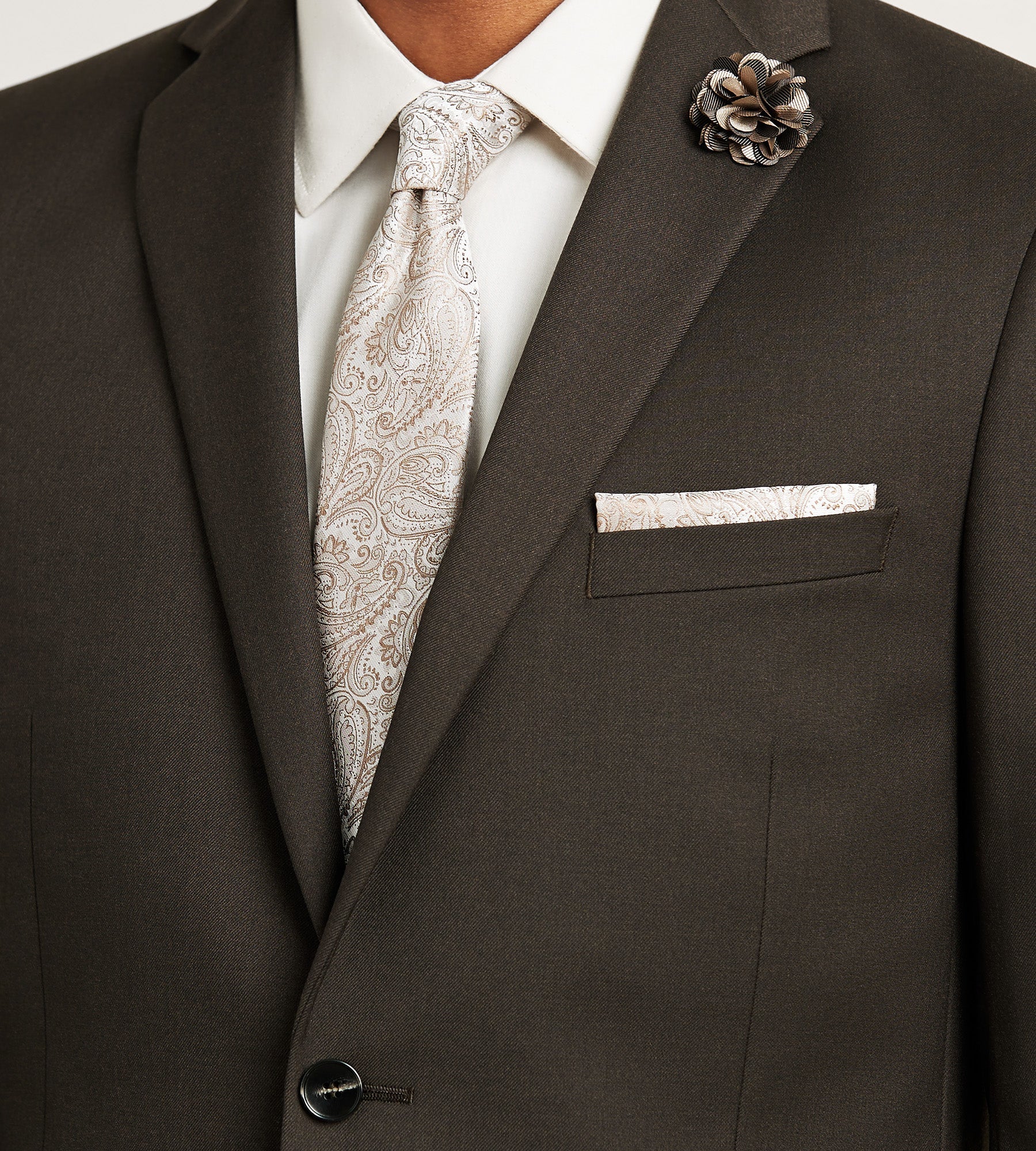 Modern Fit Dark Brown Solid Suit