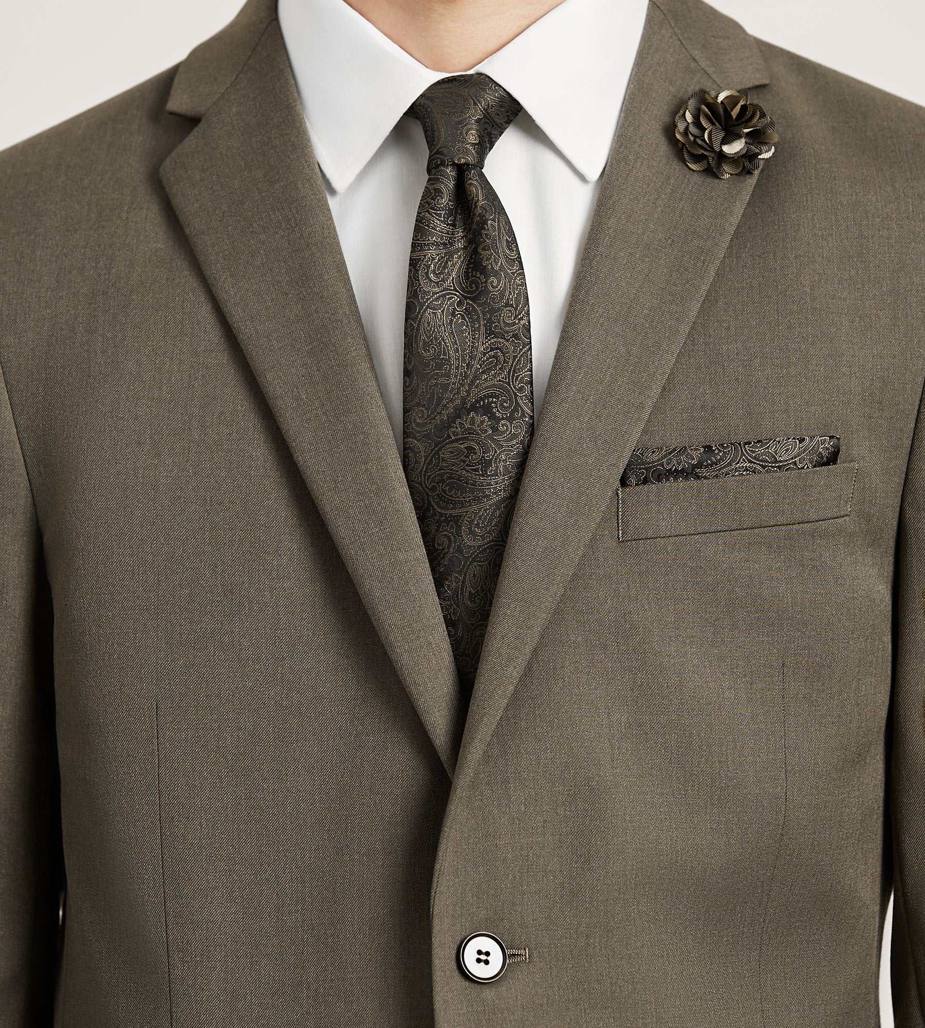 Modern Fit Brown Solid Suit