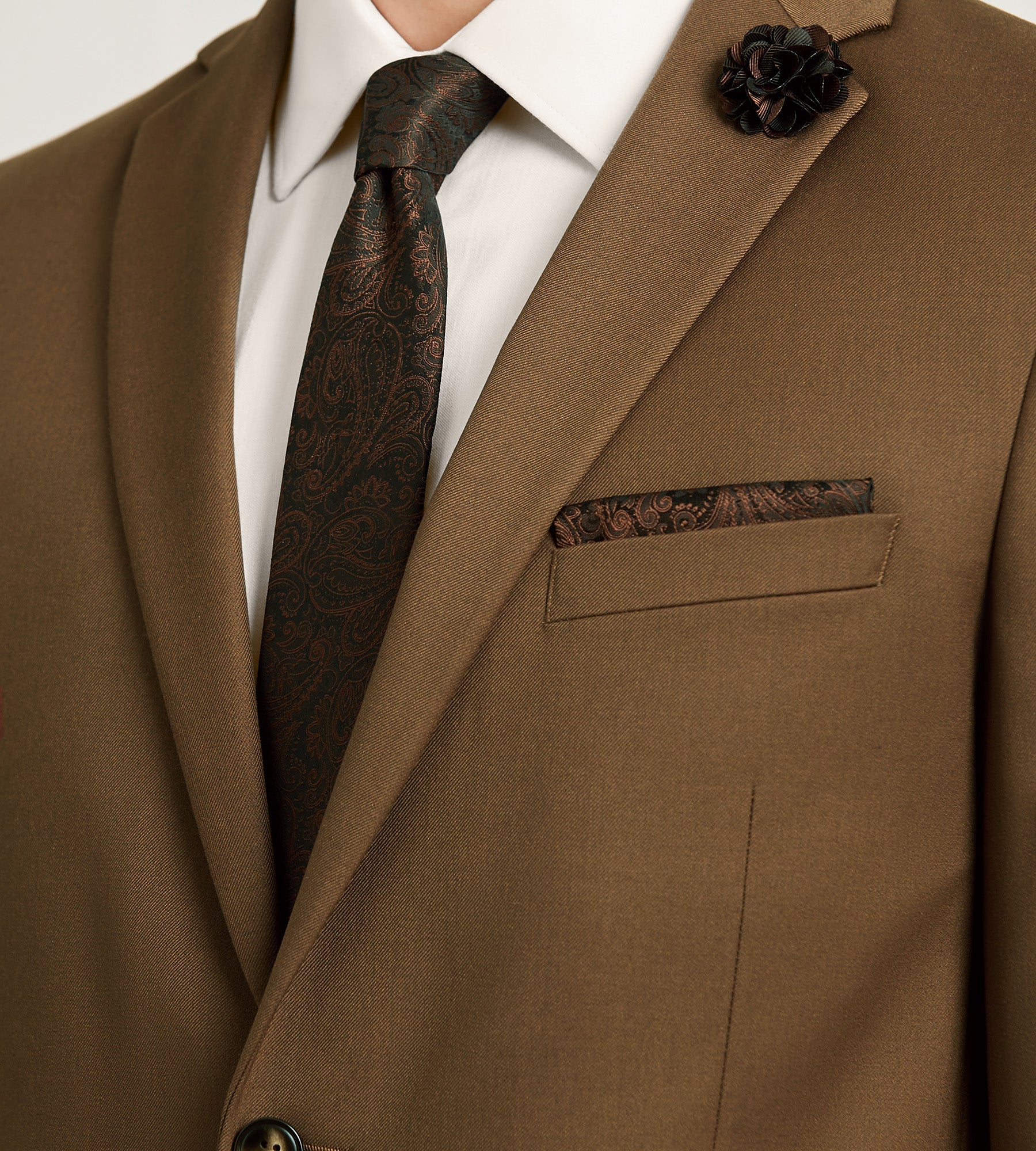 Slim Fit Caramel Solid Suit