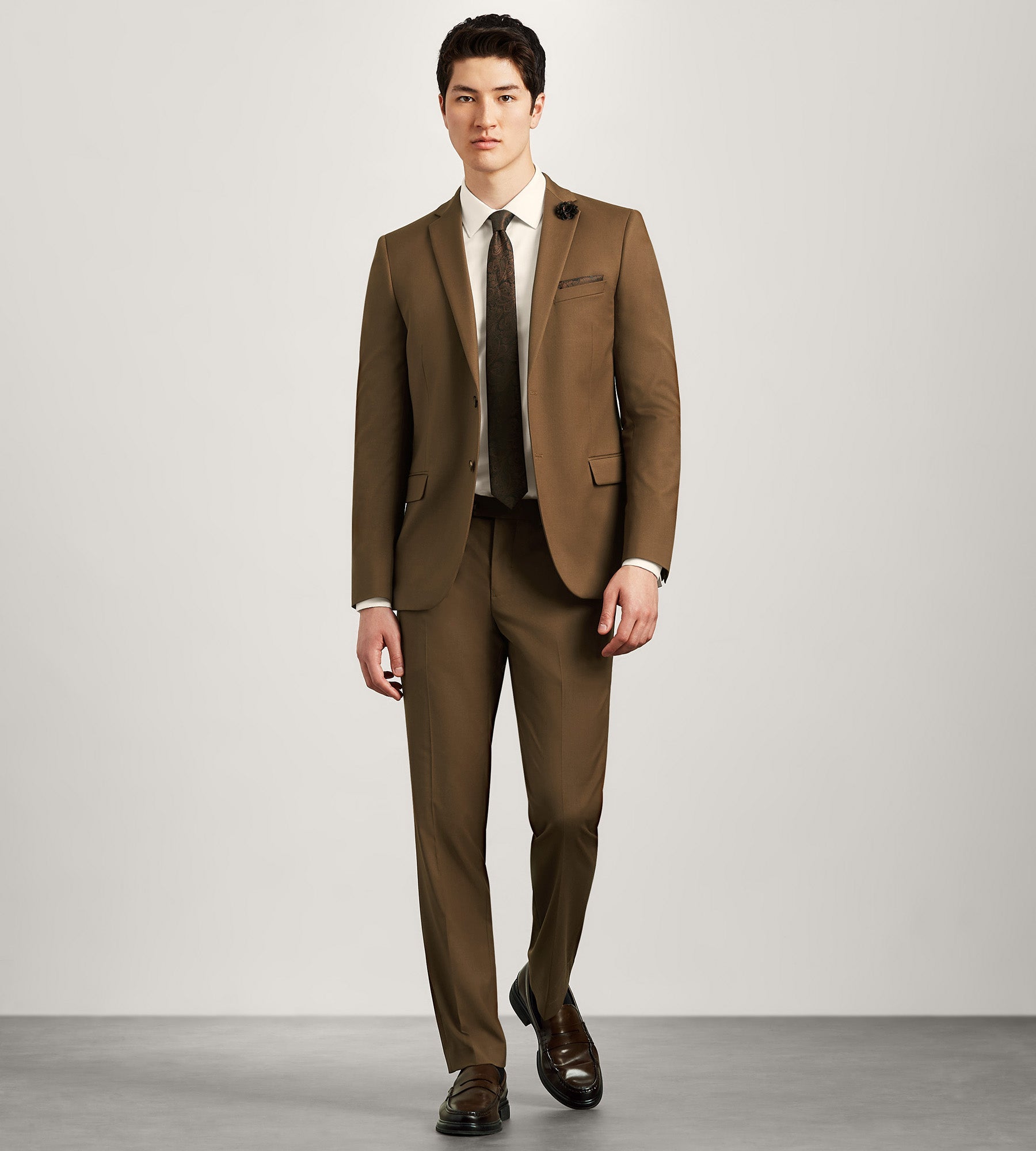 Modern Fit Caramel Solid Suit