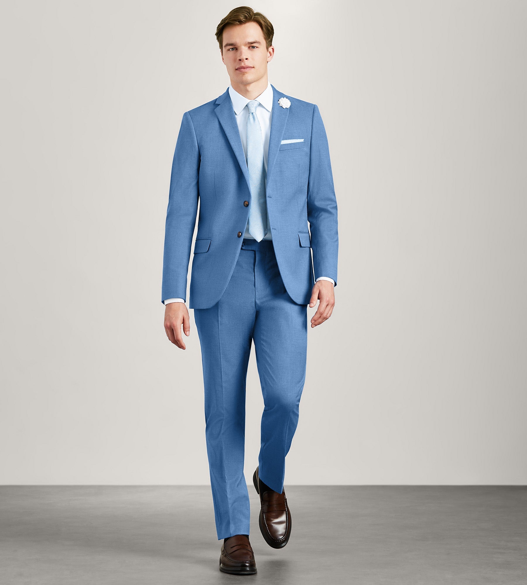 Modern Fit Denim Solid Suit