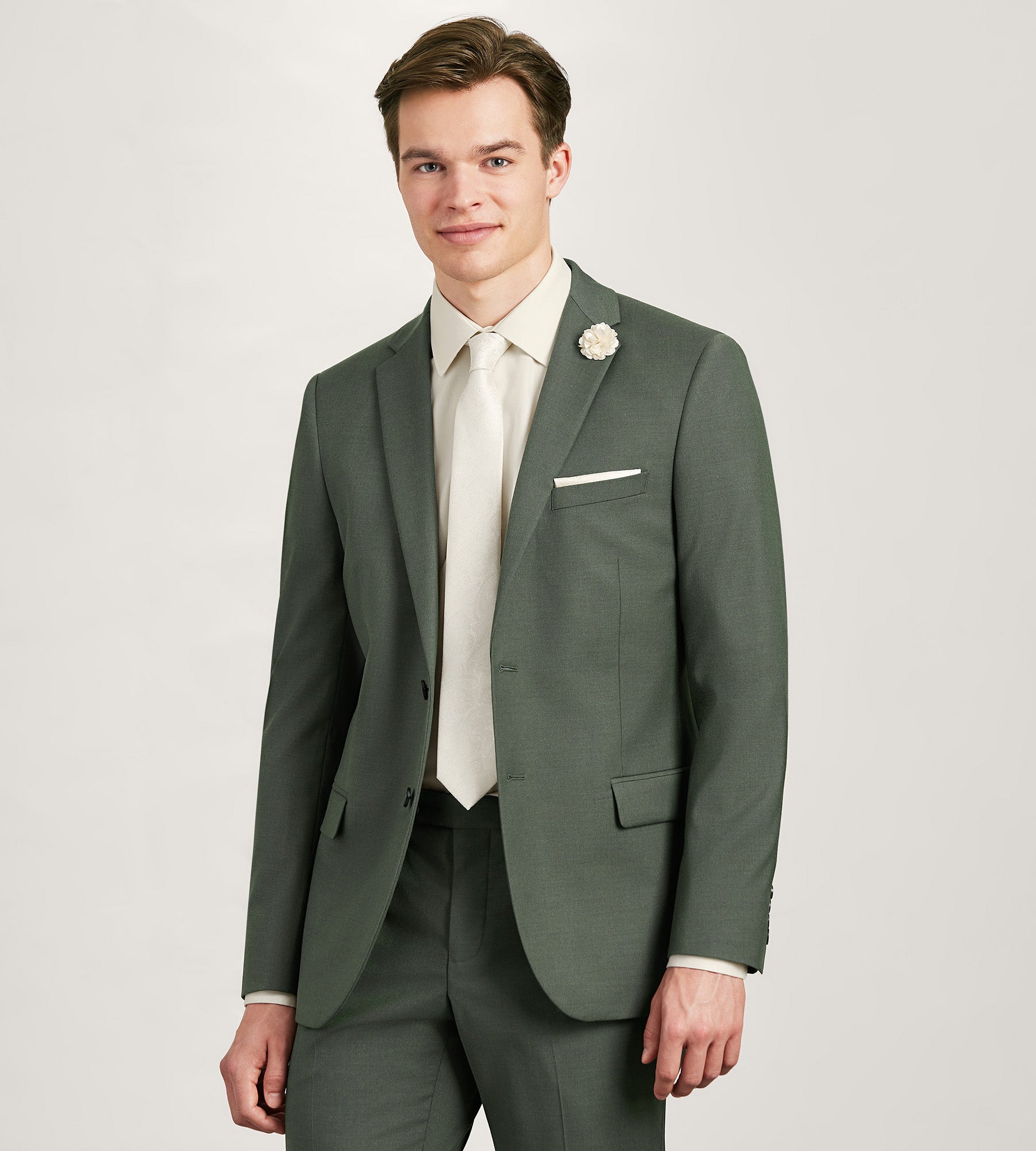 Modern Fit Olive Solid Suit