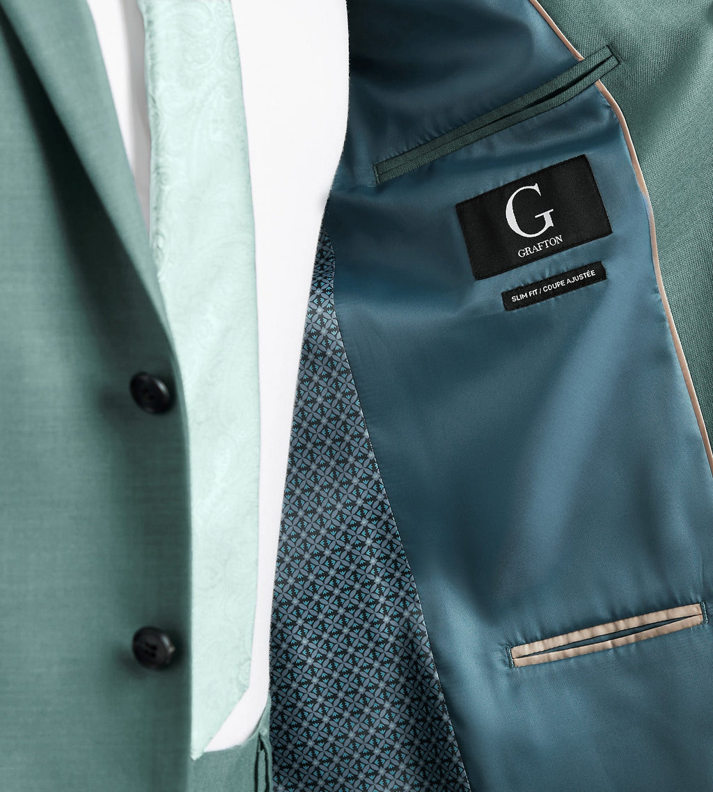 Slim Fit Teal Solid Suit