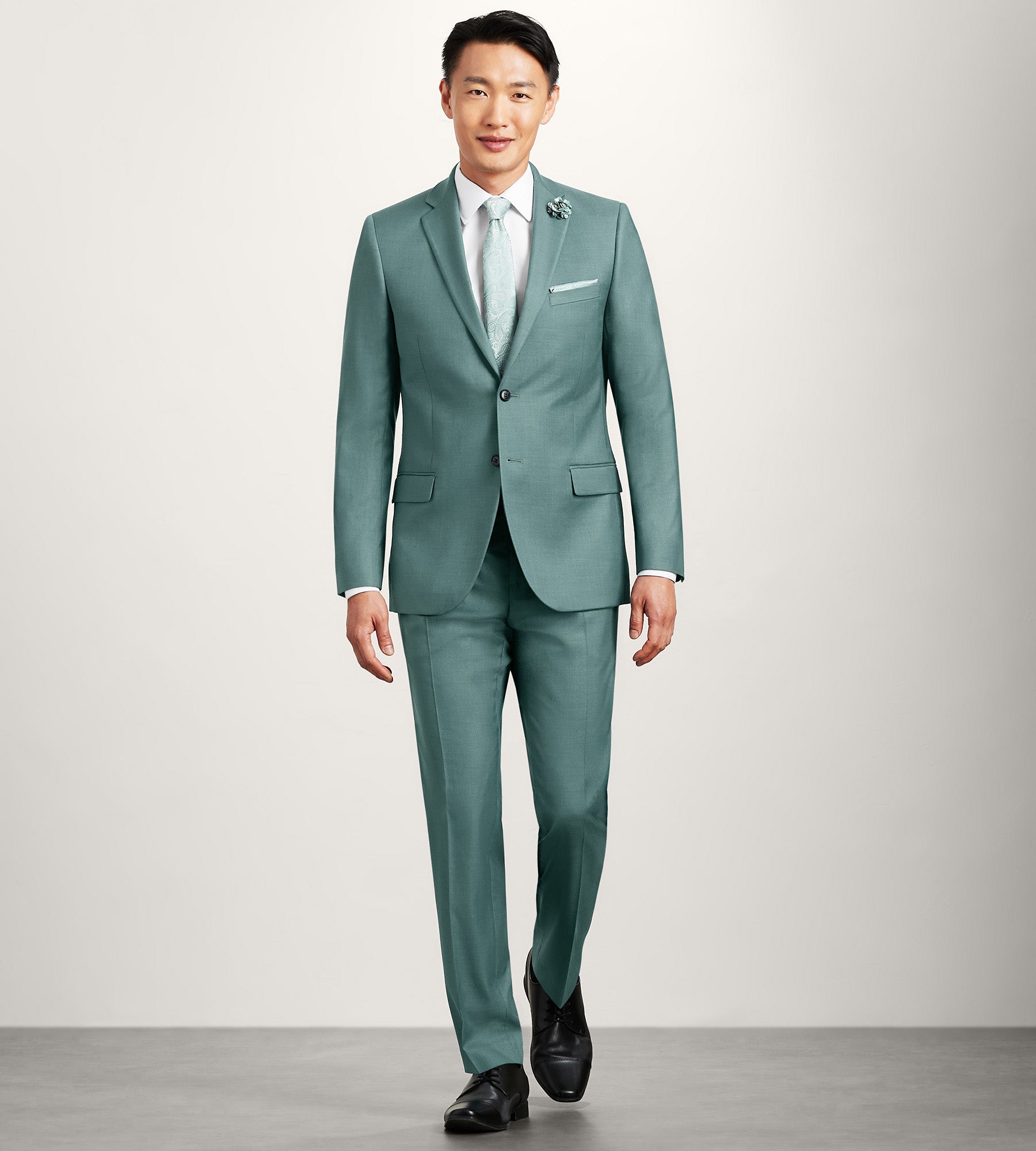 Slim Fit Teal Solid Suit