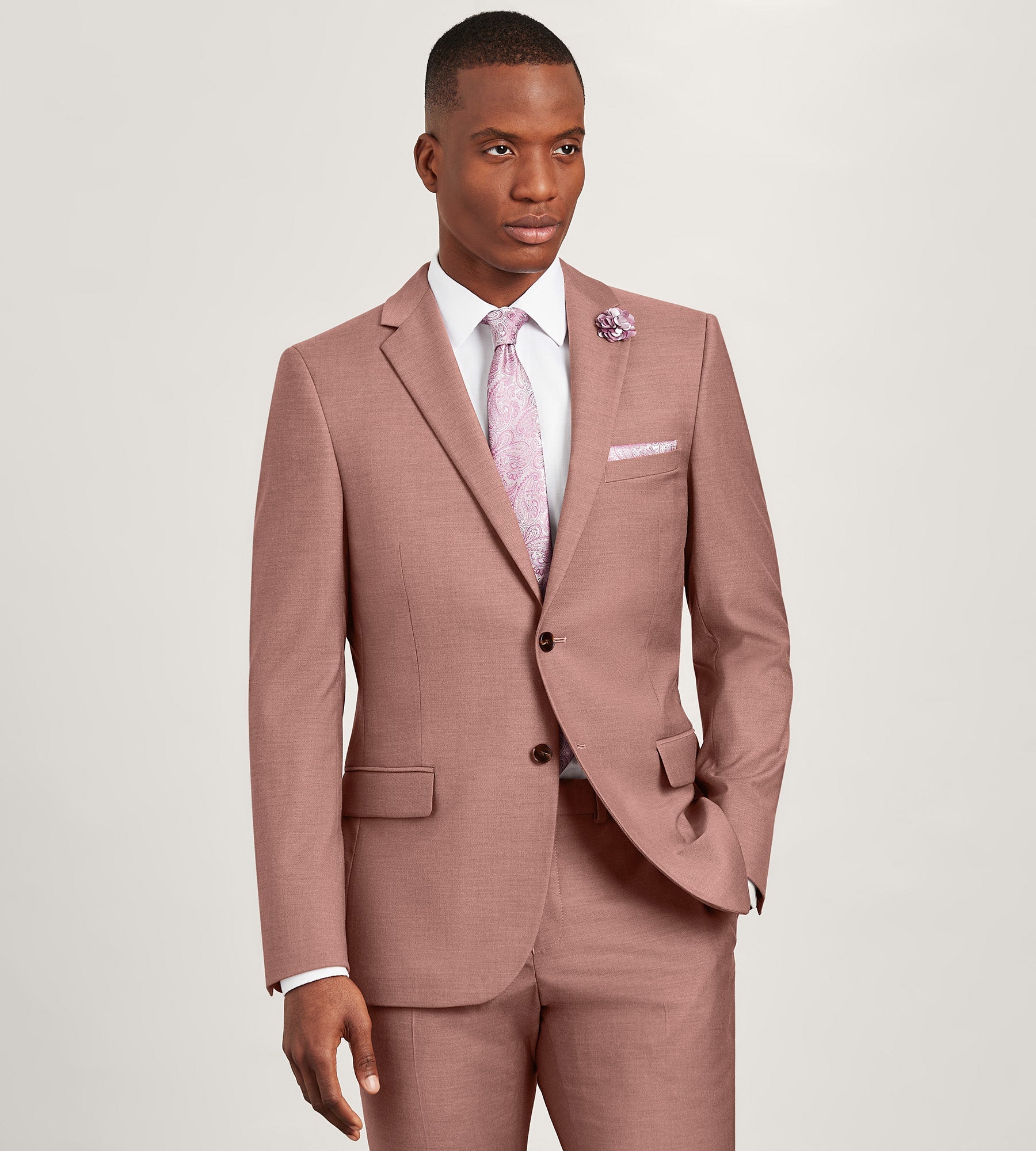 Slim Fit Dark Rose Solid Suit