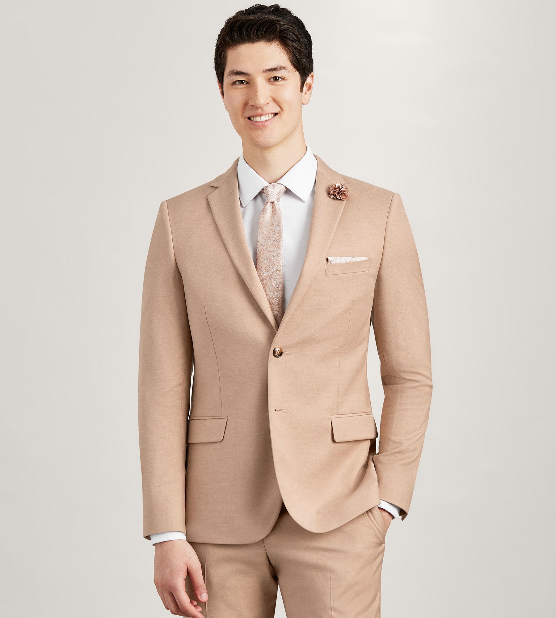 Slim Fit Blush Solid Suit
