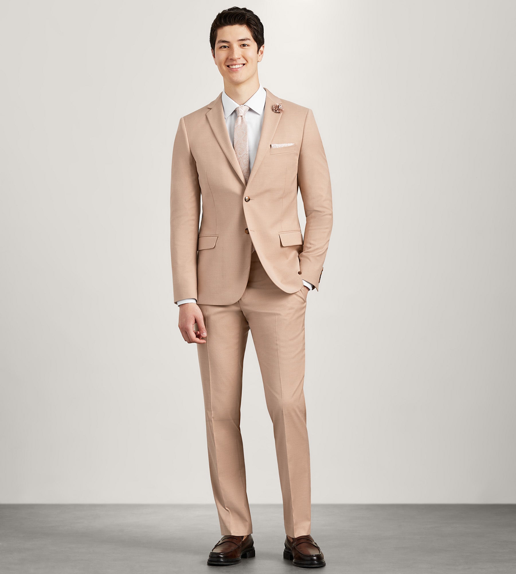 Slim Fit Blush Solid Suit