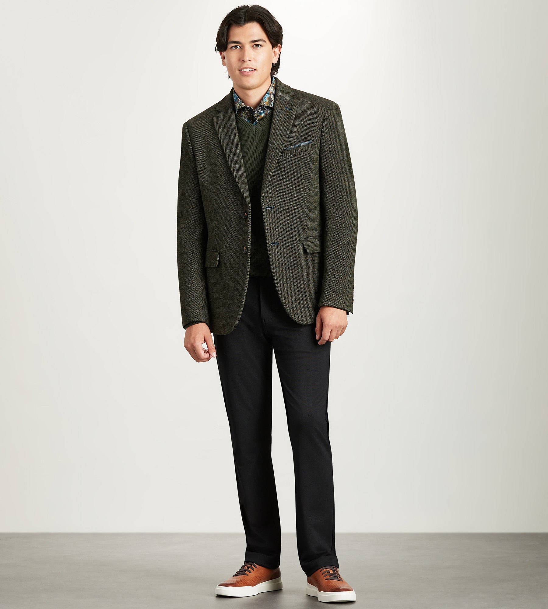 Modern Fit Woven Tweed Sport Jacket
