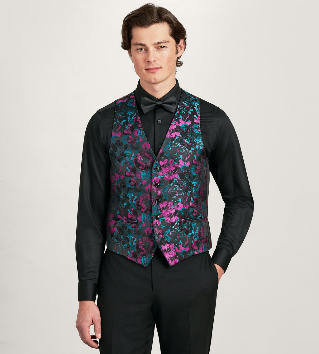 Purple Jacquard Tuxedo Vest
