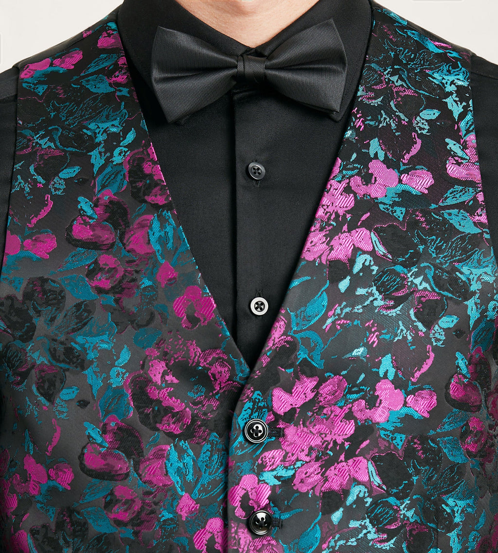 Purple Jacquard Tuxedo Vest