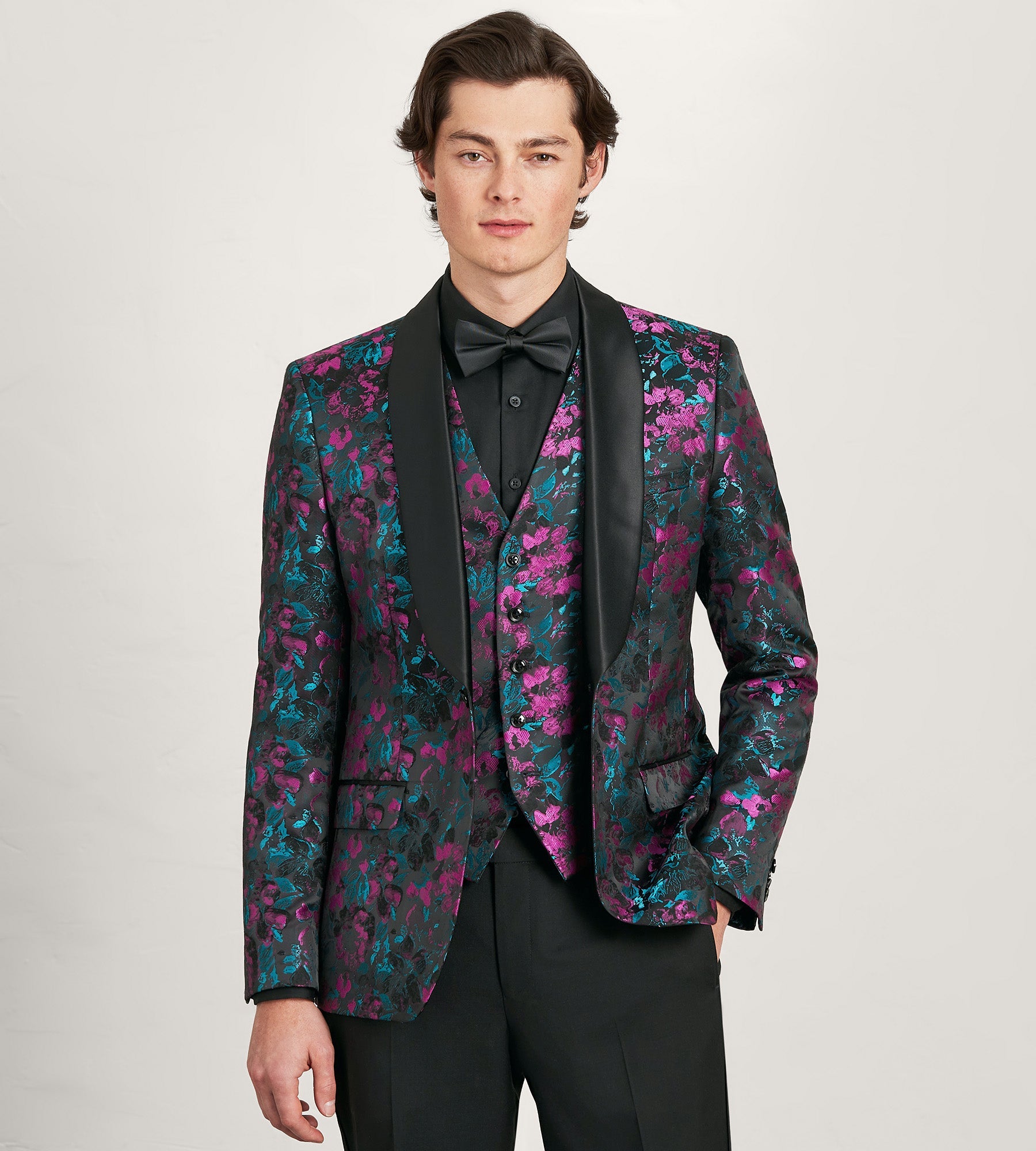 Purple Jacquard Tuxedo Vest