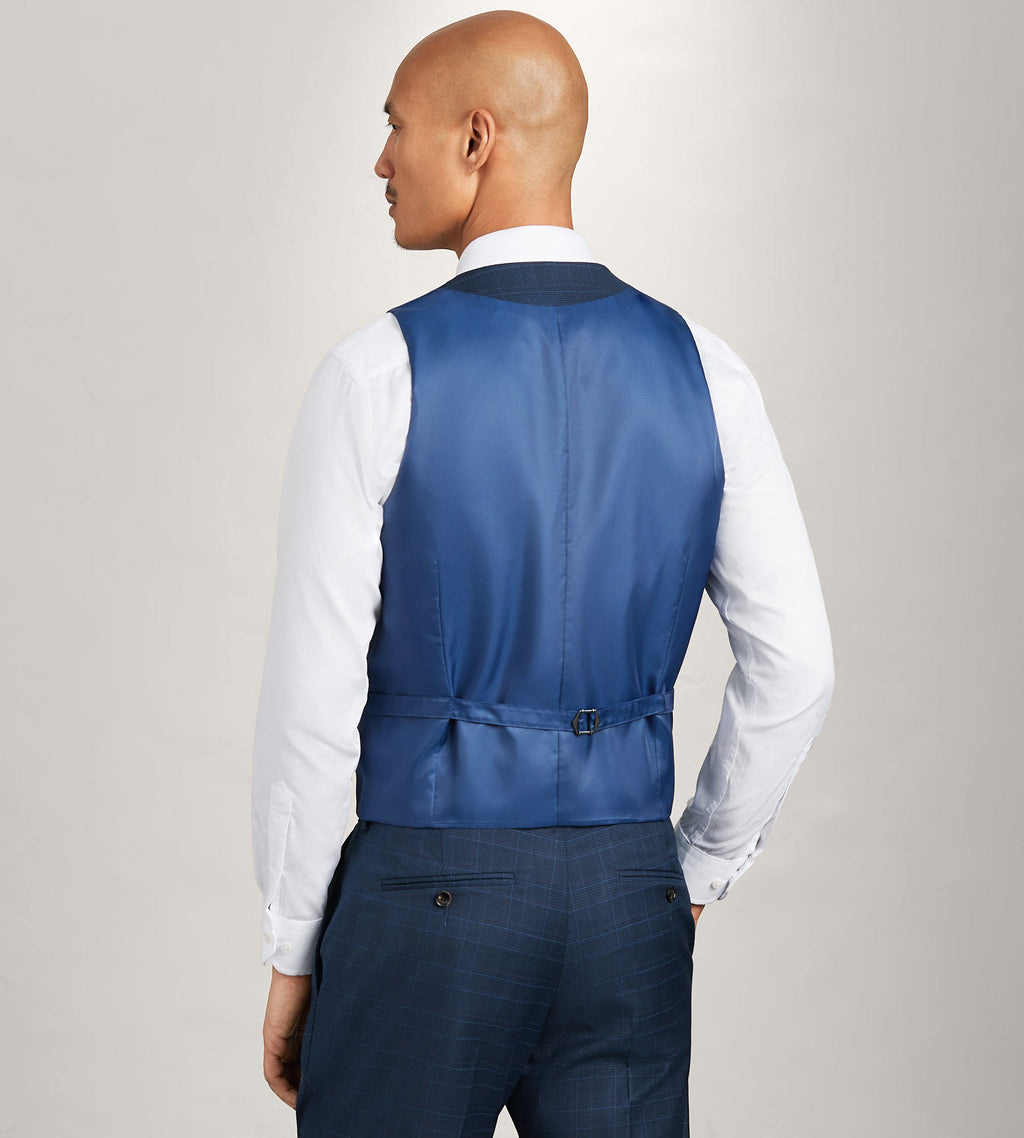 Navy Plaid Suit Vest