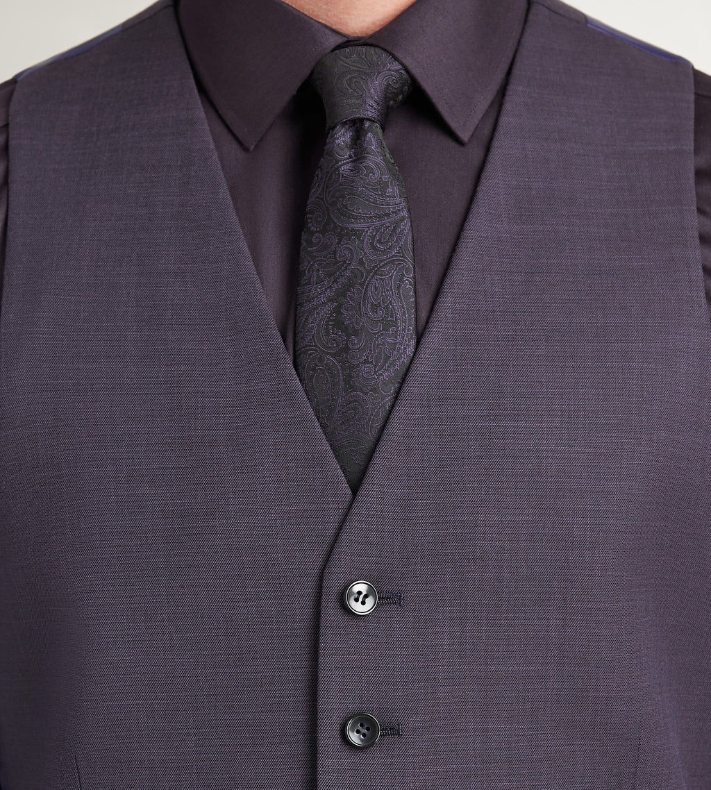 Deep Purple Solid Suit Vest