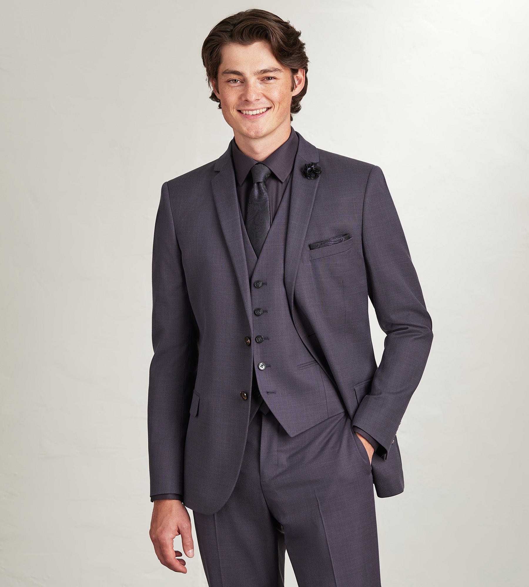 Deep Purple Solid Suit Vest