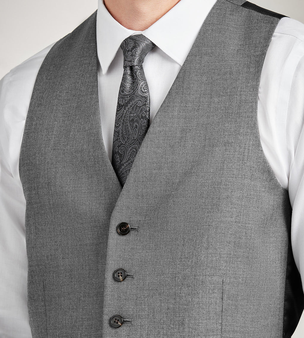 Grey Solid Suit Vest