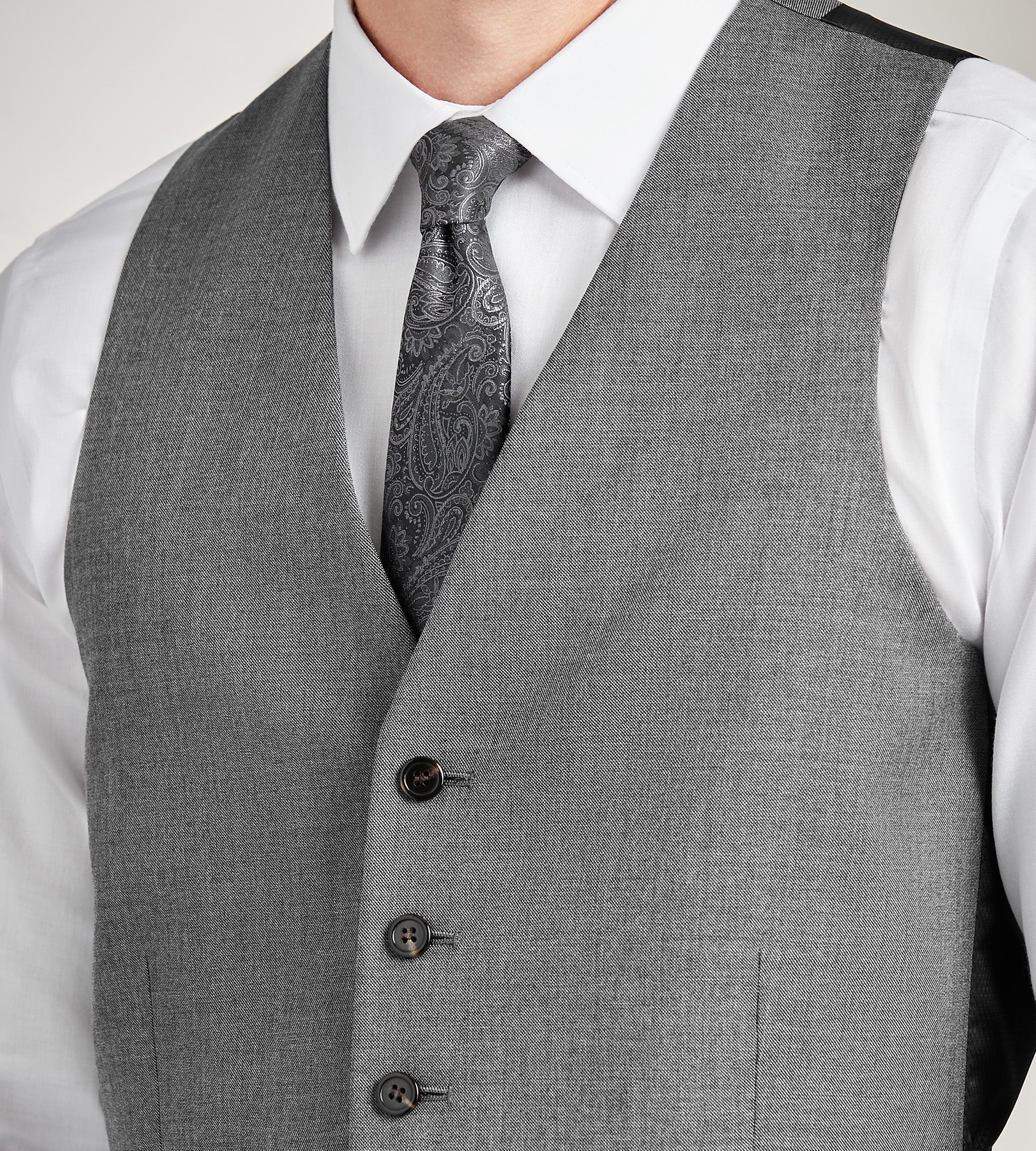 Grey Solid Suit Vest