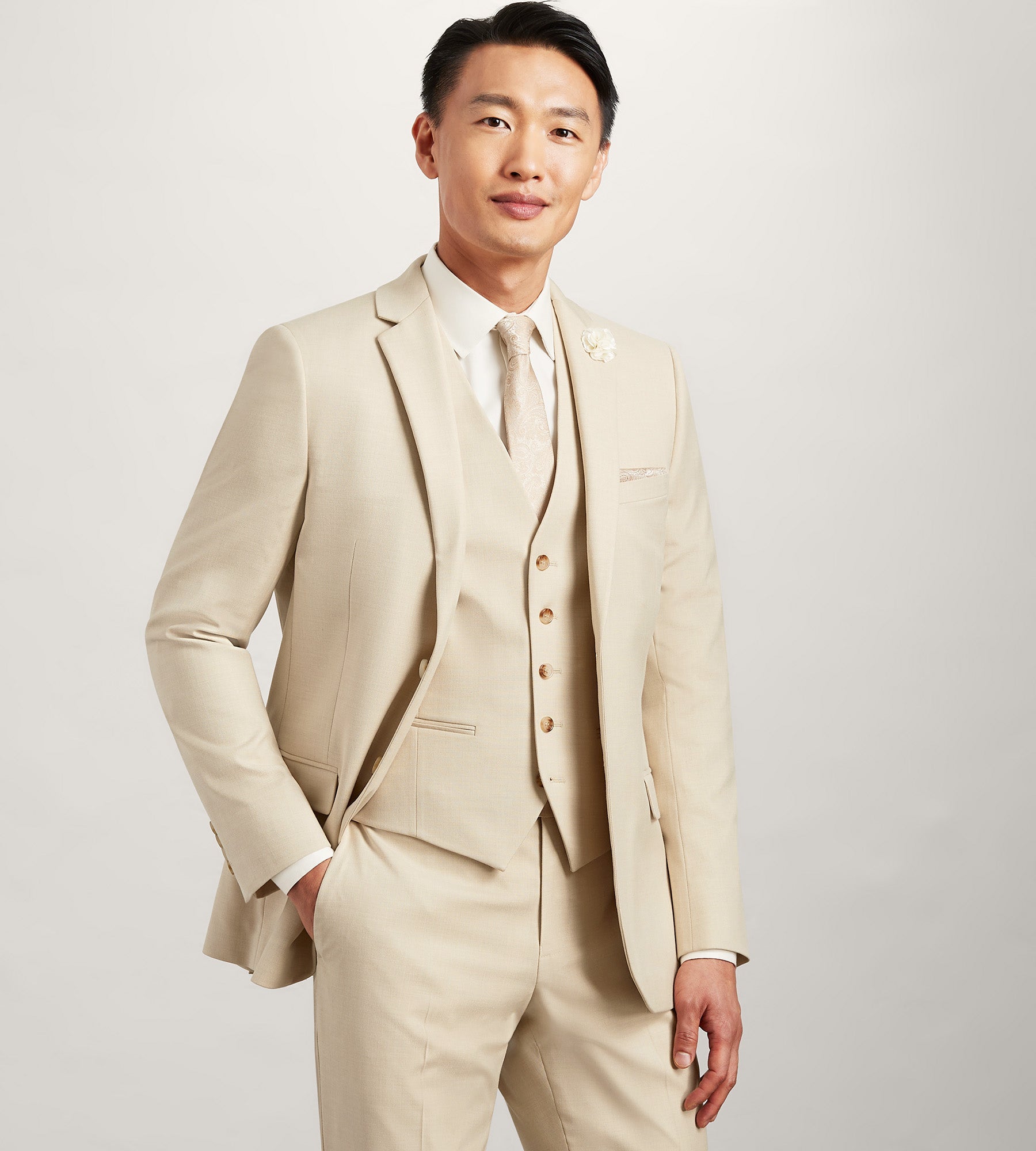 Wheat Solid Suit Vest