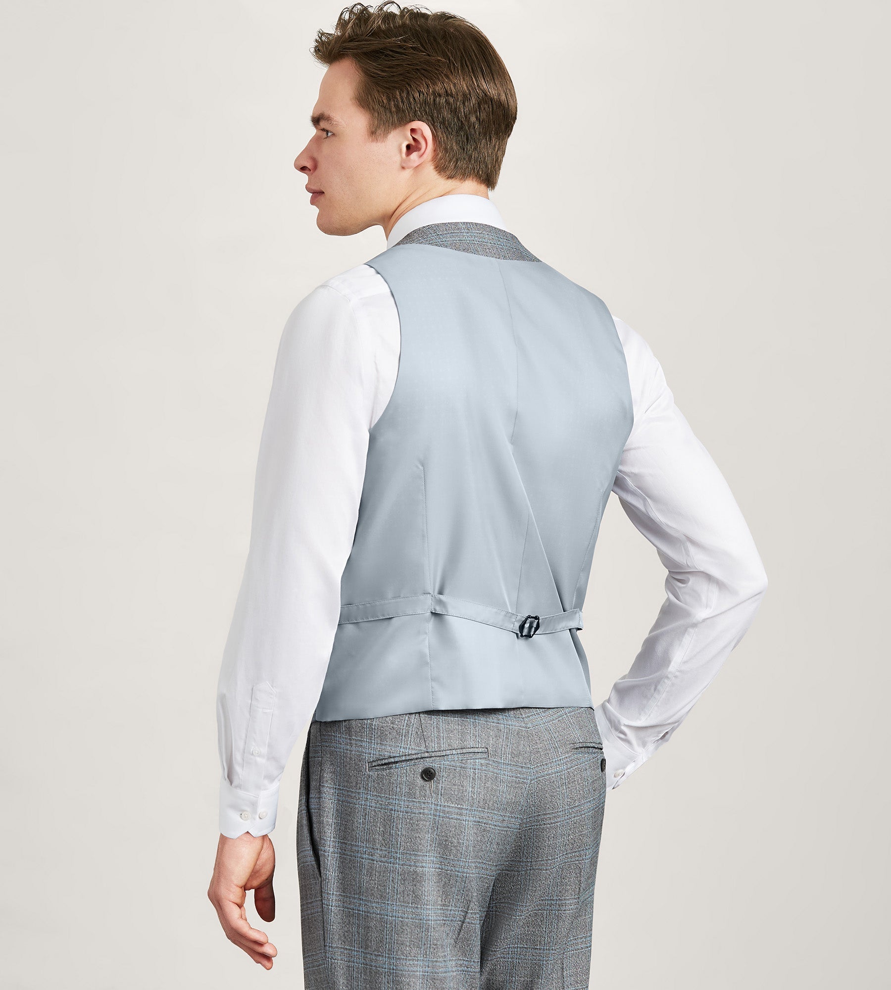 Grey Plaid Suit Vest