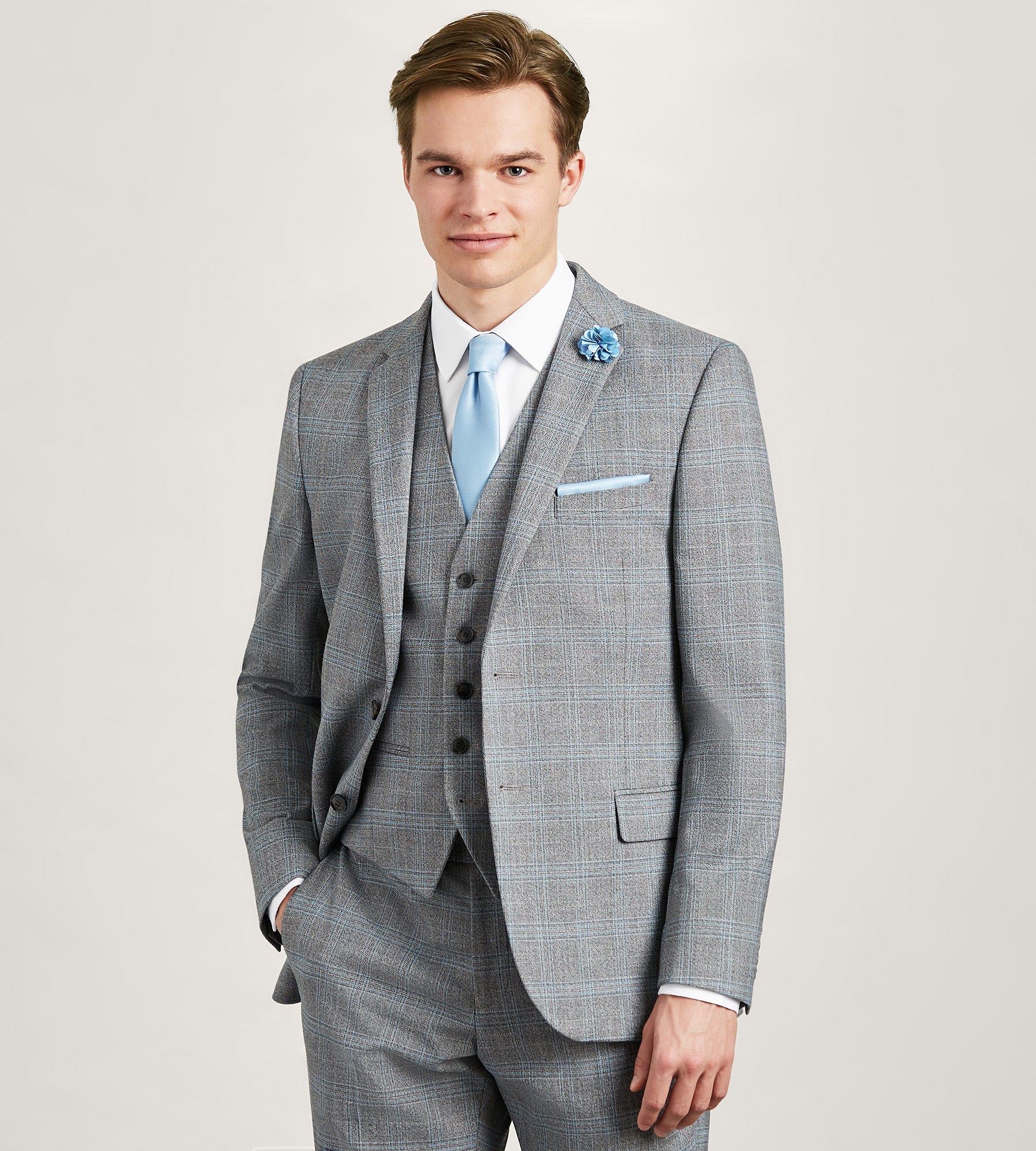 Grey Plaid Suit Vest