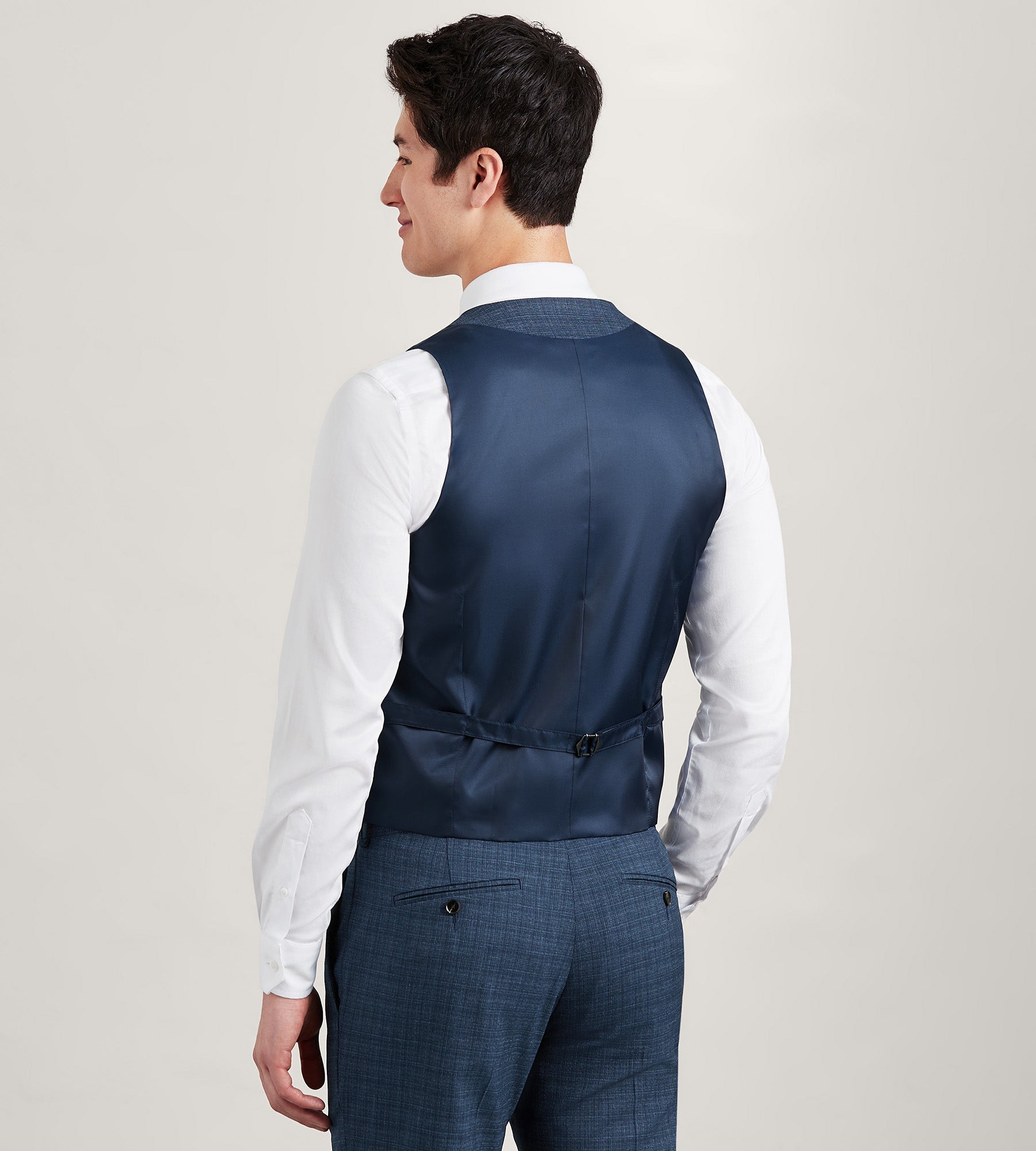 Blue Check Suit Vest