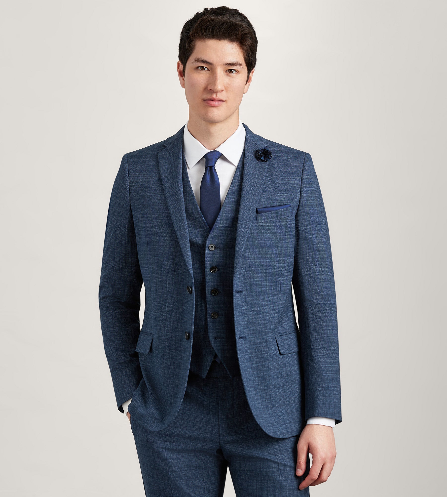 Blue Check Suit Vest