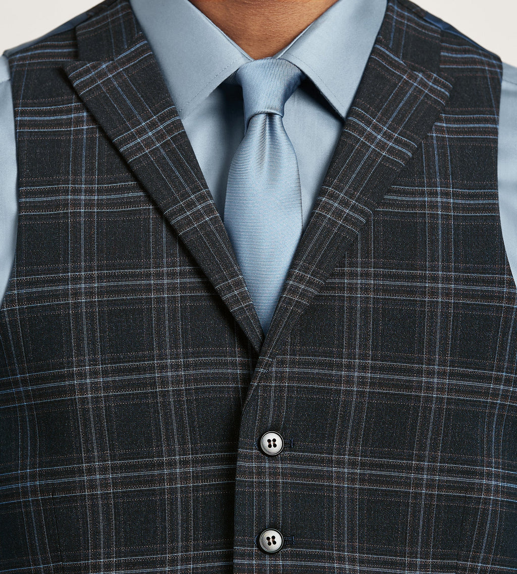 Navy Plaid Suit Vest