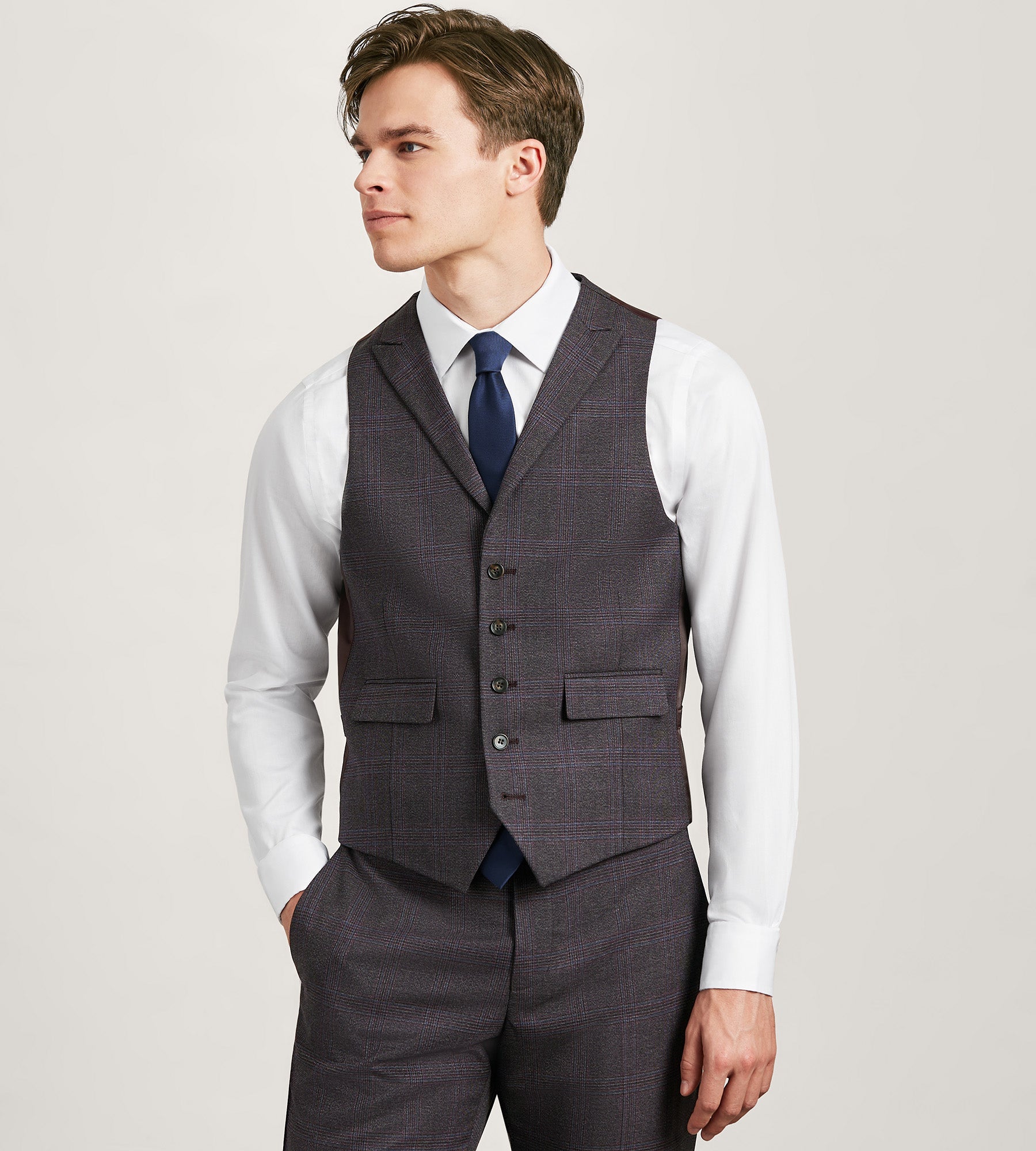 Burgundy Plaid Suit Vest