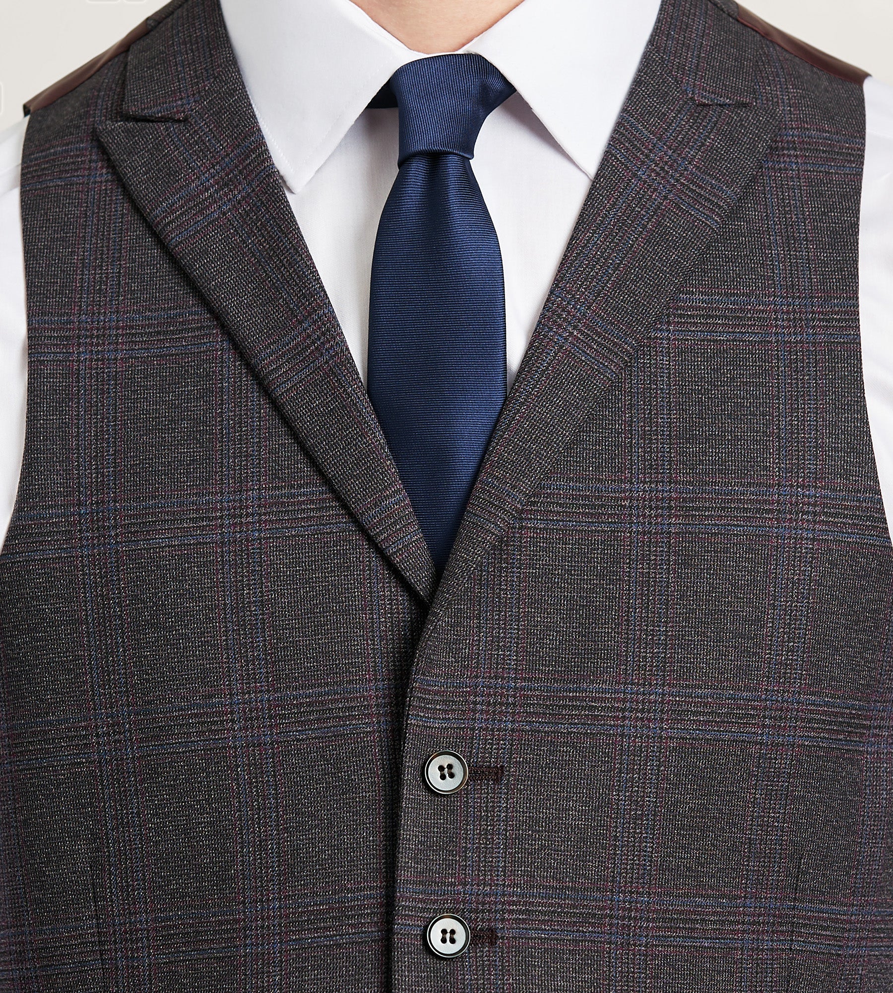 Burgundy Plaid Suit Vest