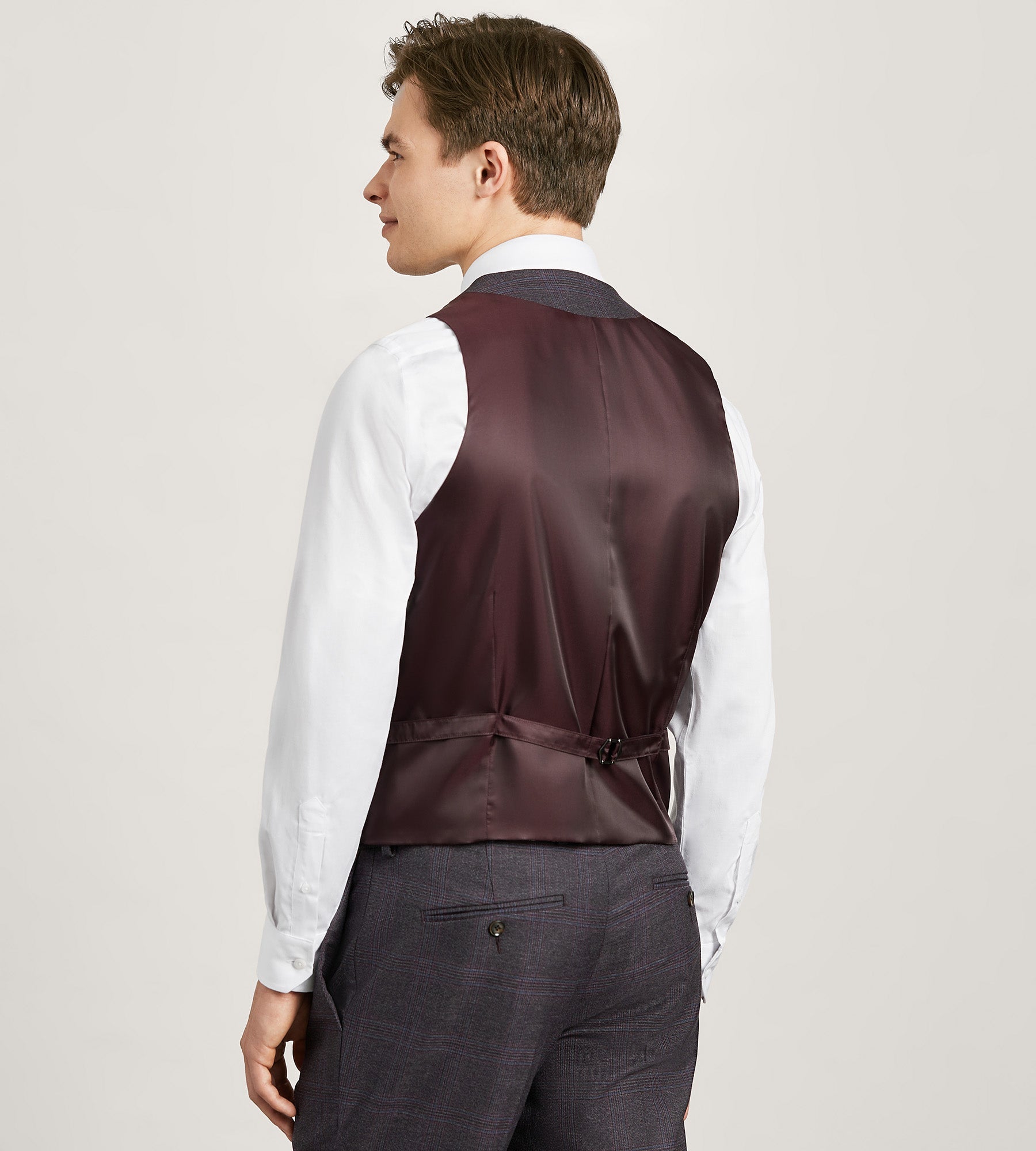 Burgundy Plaid Suit Vest