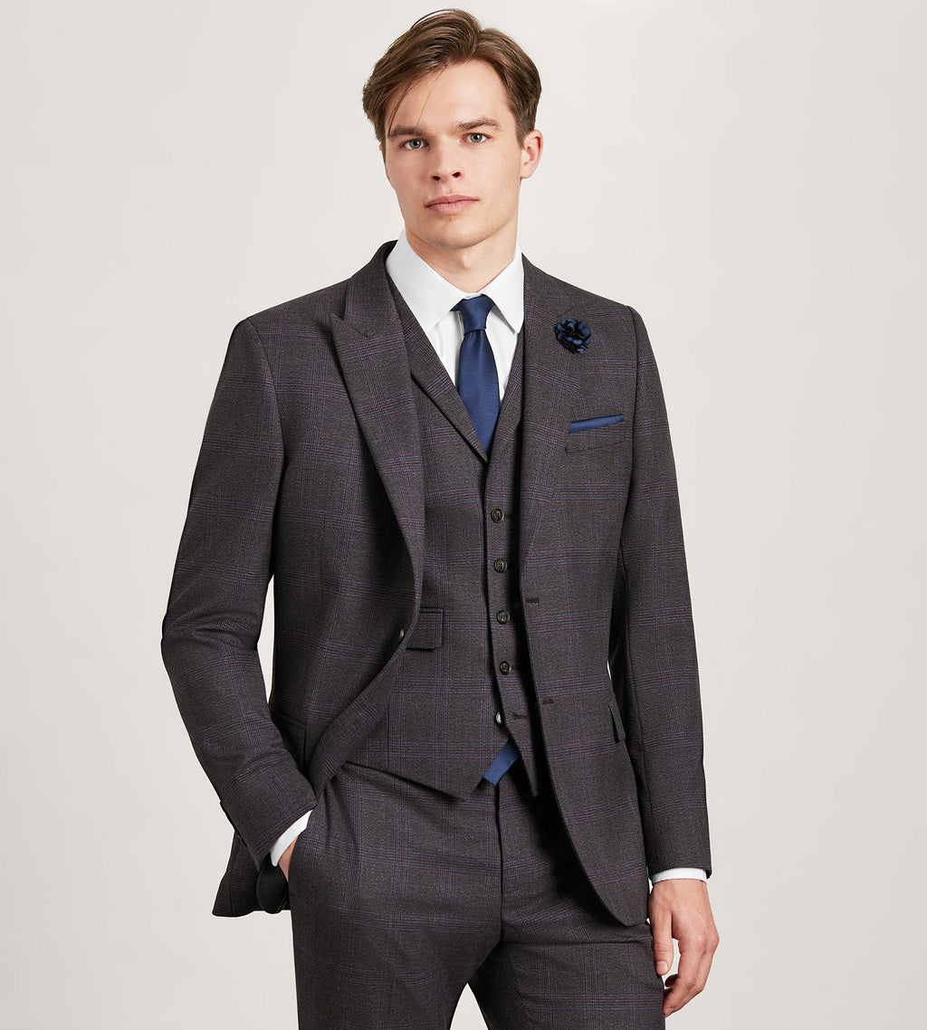 Burgundy Plaid Suit Vest