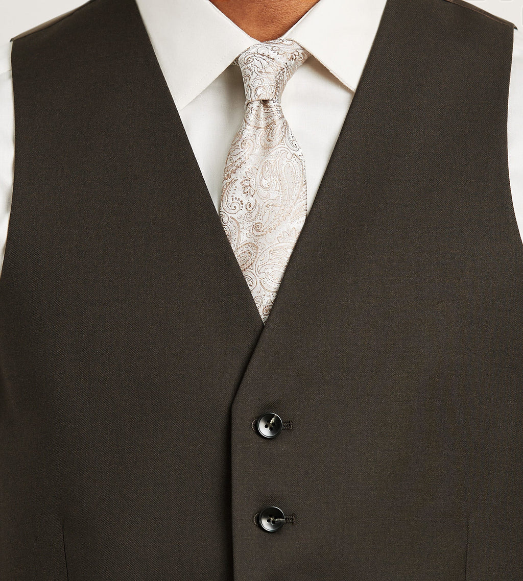 Dark Brown Solid Suit Vest