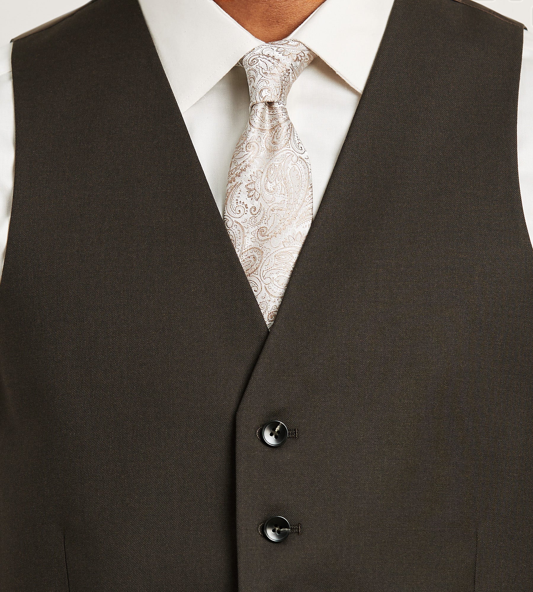 Dark Brown Solid Suit Vest