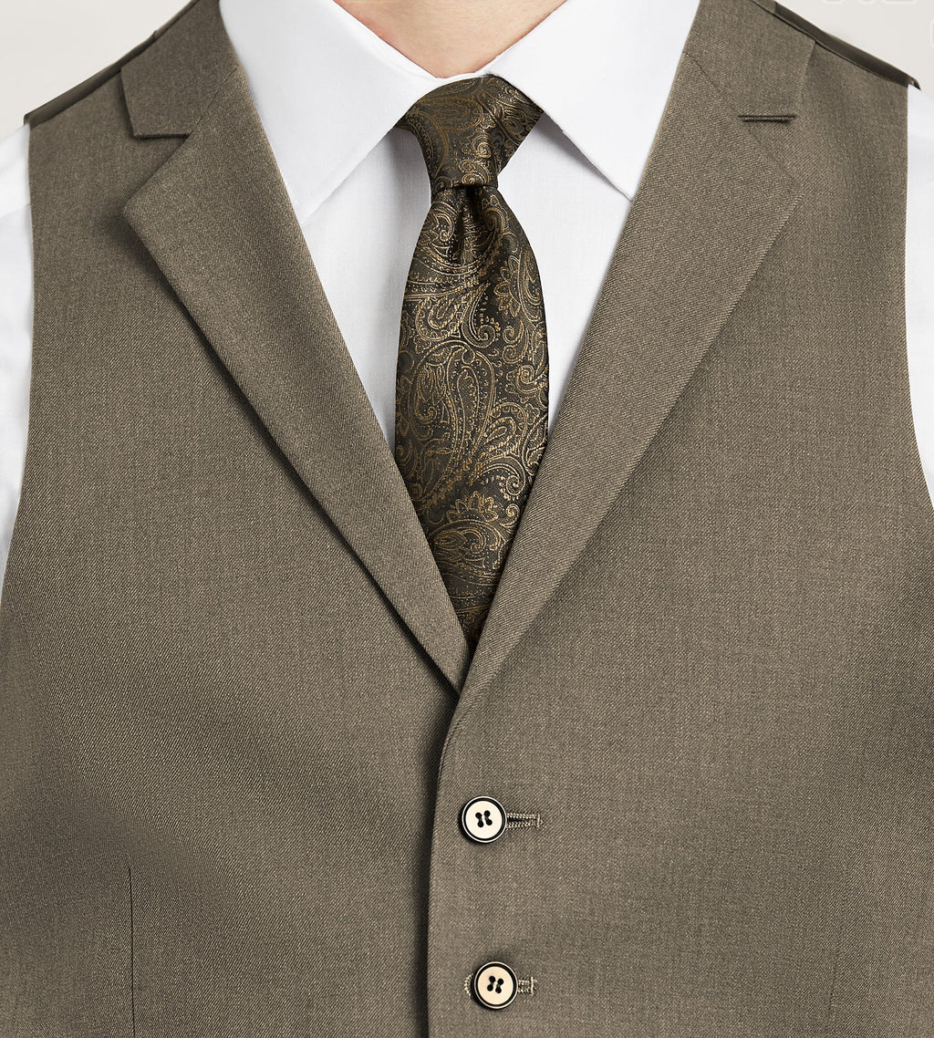 Brown Solid Suit Vest