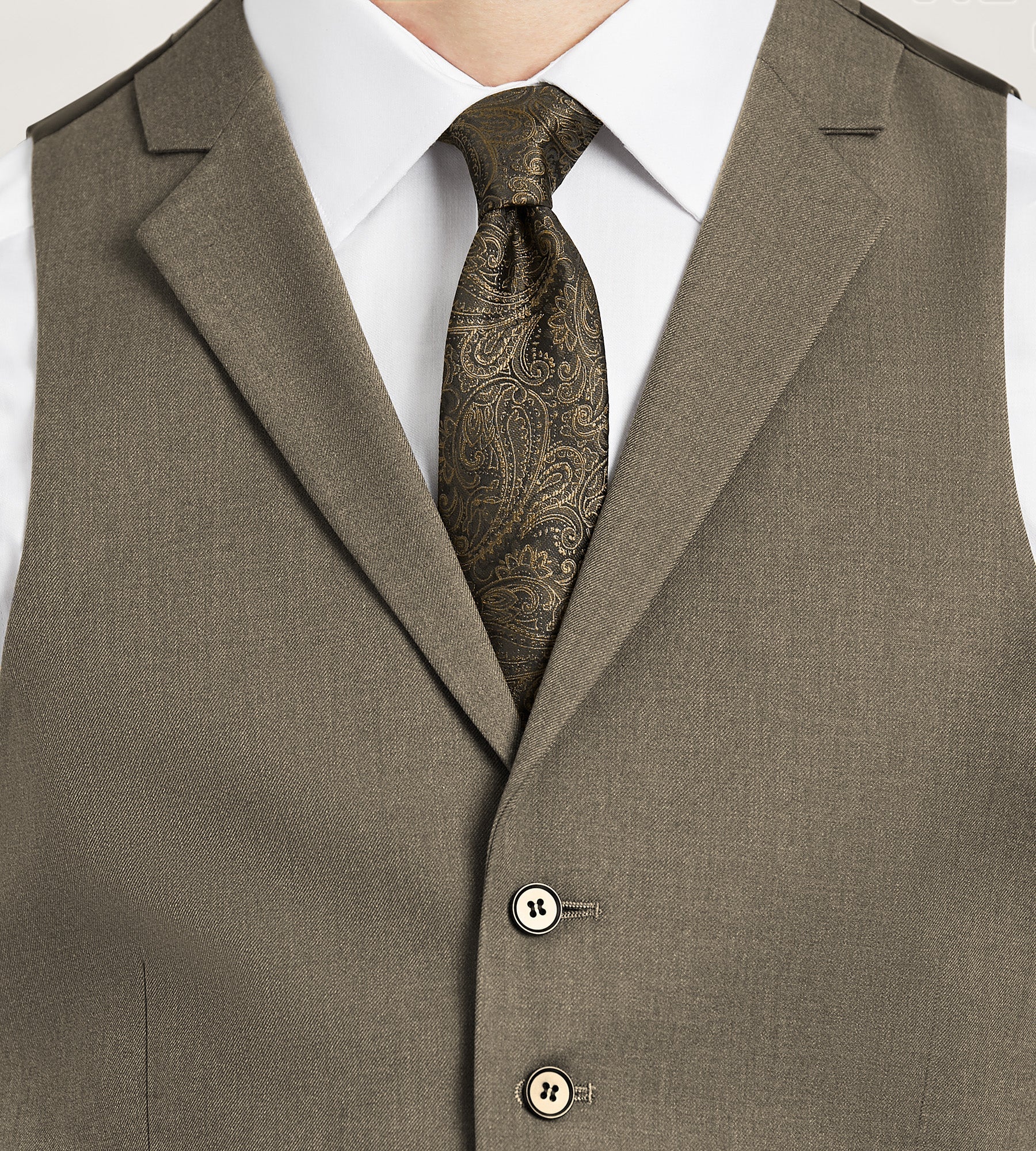 Brown Solid Suit Vest