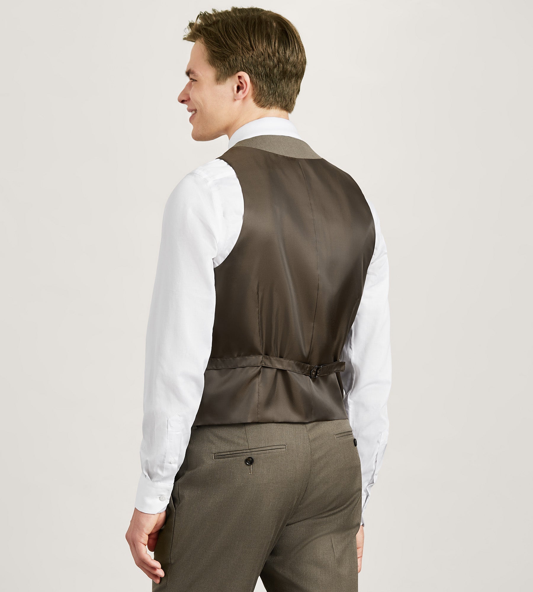 Brown Solid Suit Vest