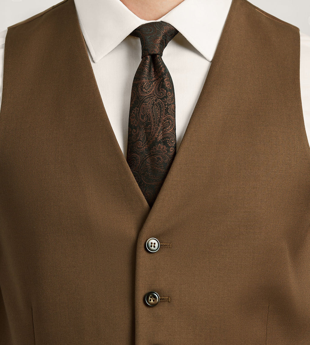 Caramel Solid Suit Vest