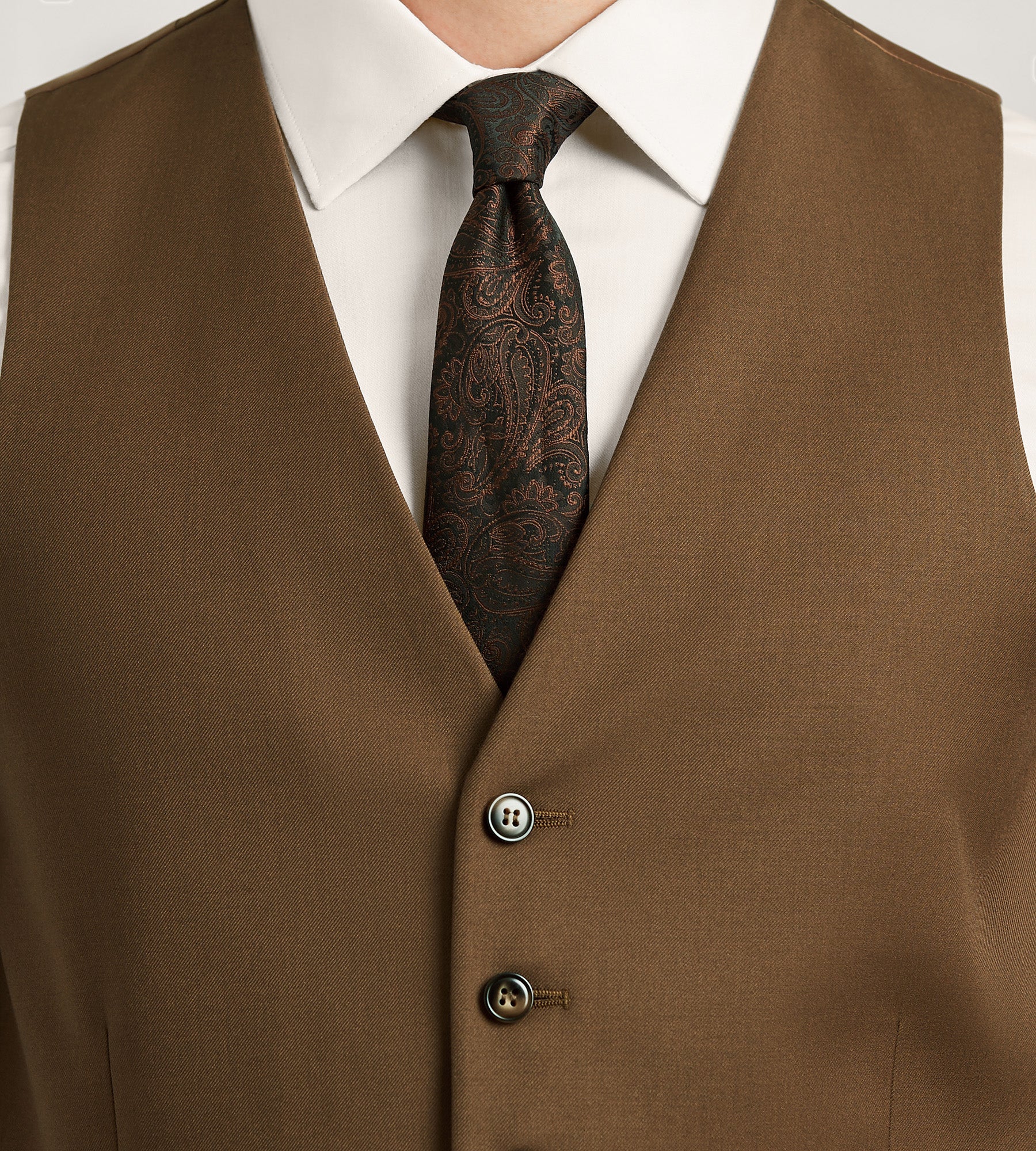 Caramel Solid Suit Vest
