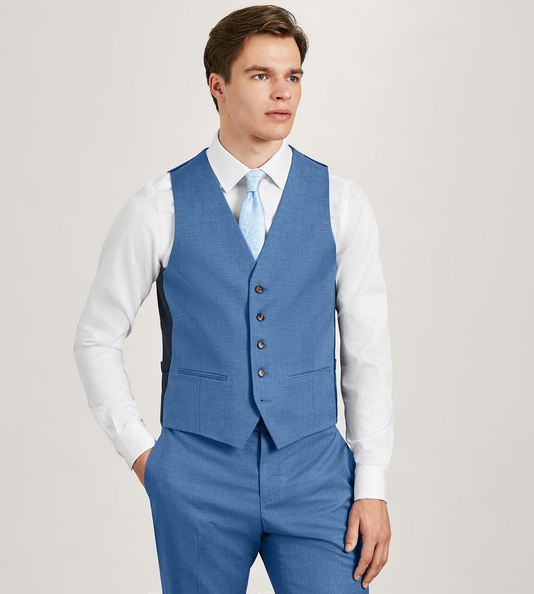 Denim Solid Suit Vest