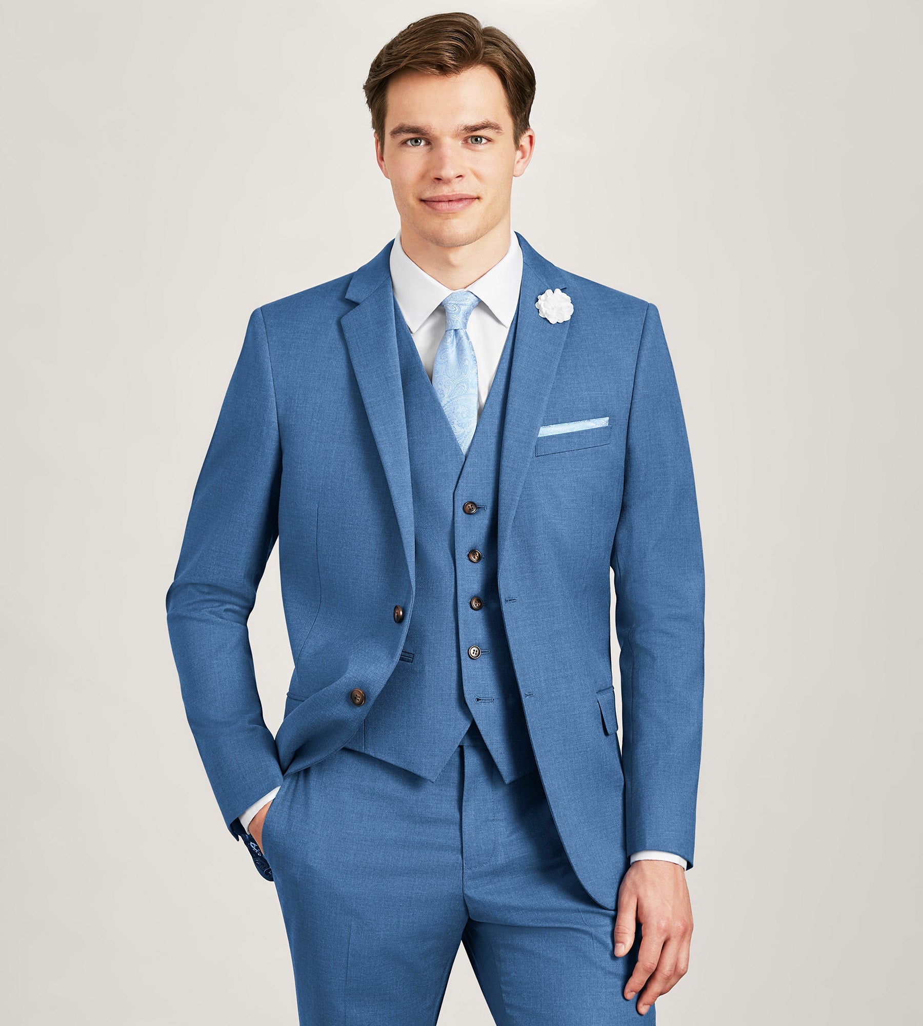 Denim Solid Suit Vest