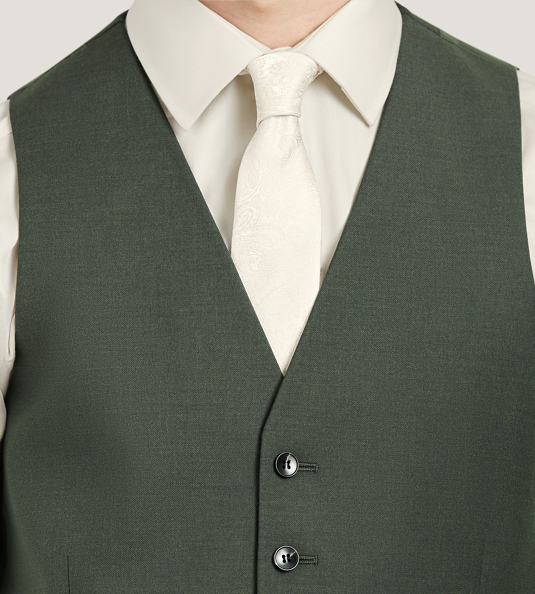 Olive Solid Suit Vest