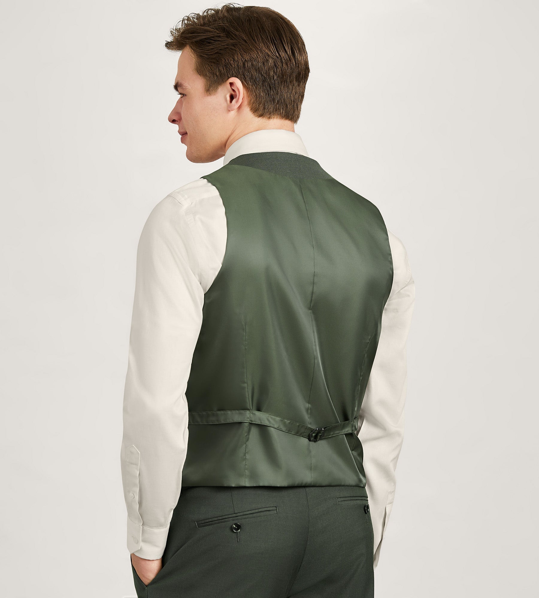 Olive Solid Suit Vest