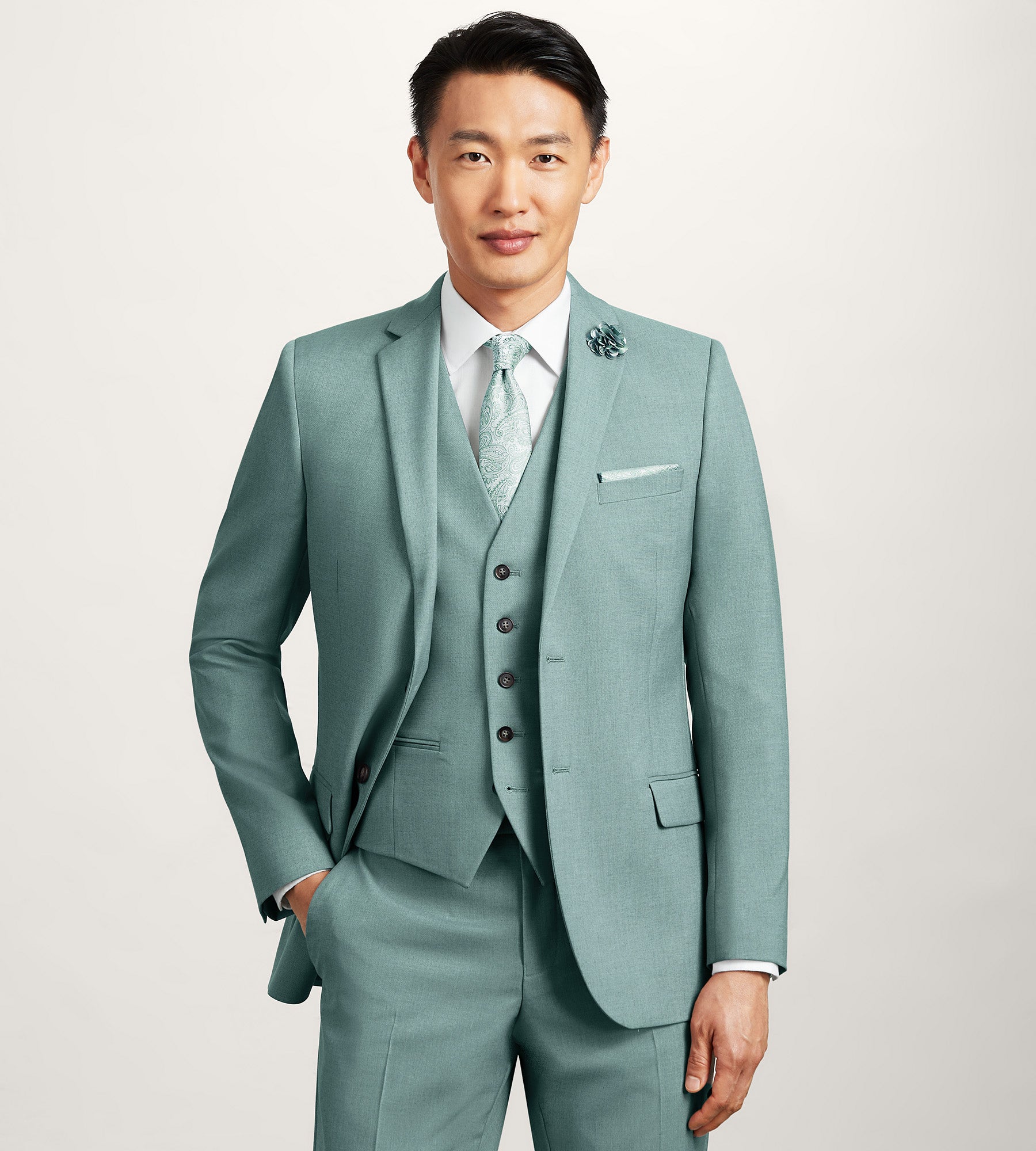Teal Solid Suit Vest