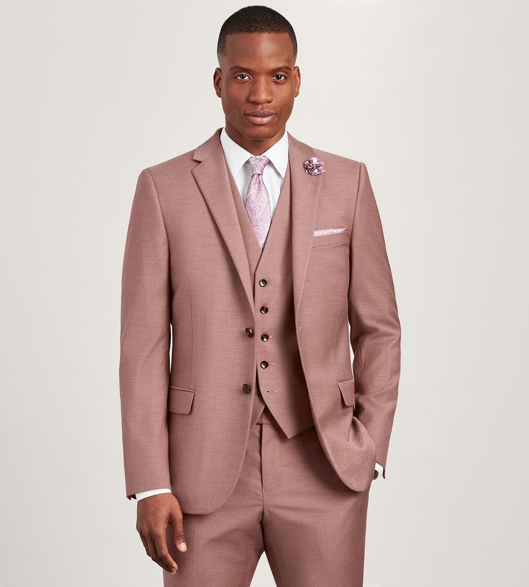 Dark Rose Solid Suit Vest